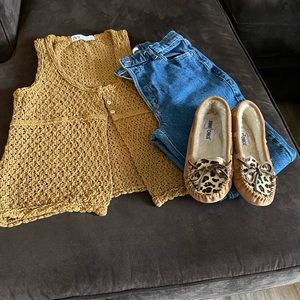 Zara Woman’s Crochet Vest. 3 buttons down the front.  Pair it with Jeans etc.